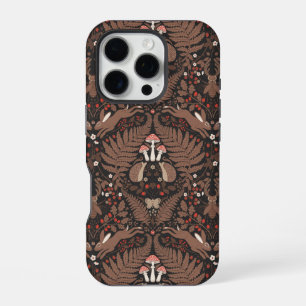 Funda Para iPhone 16 Pro Animales y plantas del bosque en rojo y marrón
