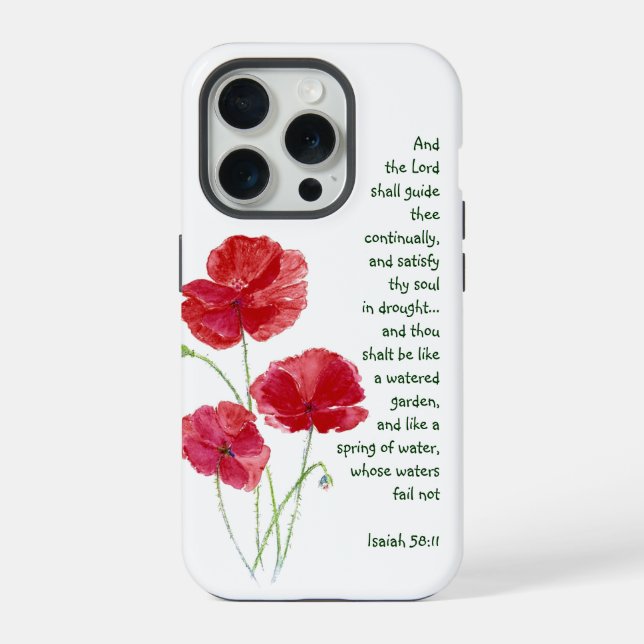 Funda Para iPhone Animar la Escritura Isaiah Poppy Garden Flower (Reverso )
