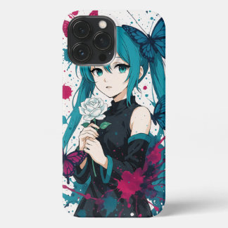 Funda Para iPhone 13 Pro Max Anime Girl & Butterflies – Coque iPhone Manga Aqua