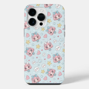 Funda Para iPhone 14 Pro Max Anime Kawaii in Pastel Colors with Hearts and Star