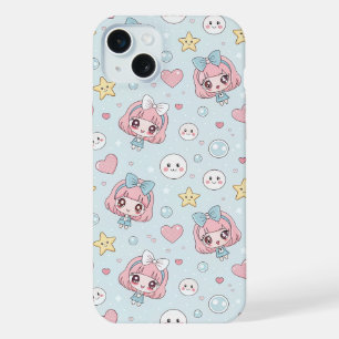 Anime Kawaii in Pastel Colors with Hearts and Star