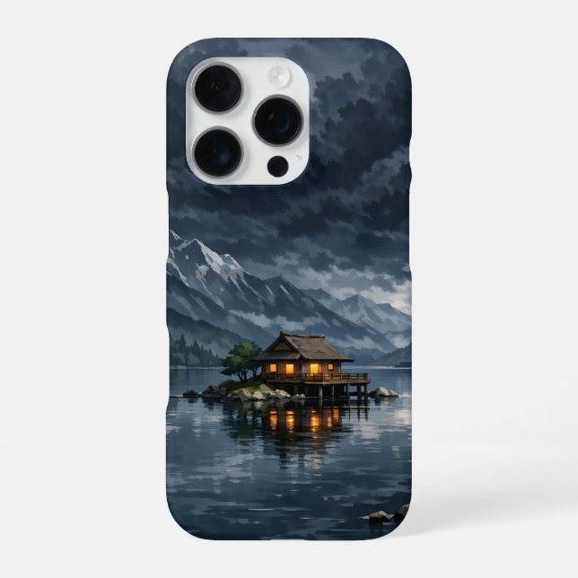 Funda Para iPhone anime style lake with mountains (Reverso)