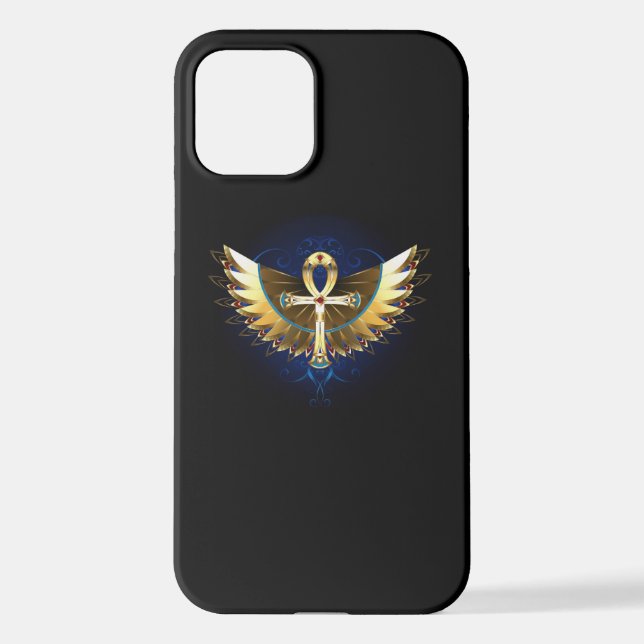 Funda Para iPhone Ankh de oro con alas (Reverso )
