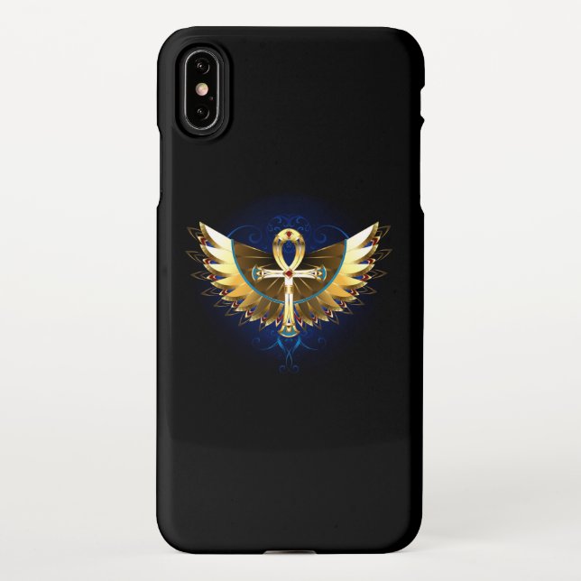 Funda Para iPhone Ankh de oro con alas (Reverso)