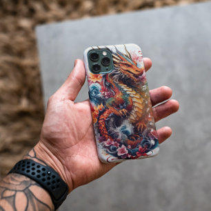 Funda Para iPhone 14 Año del Dragón Naranja Rojo y Blanco Personalizado