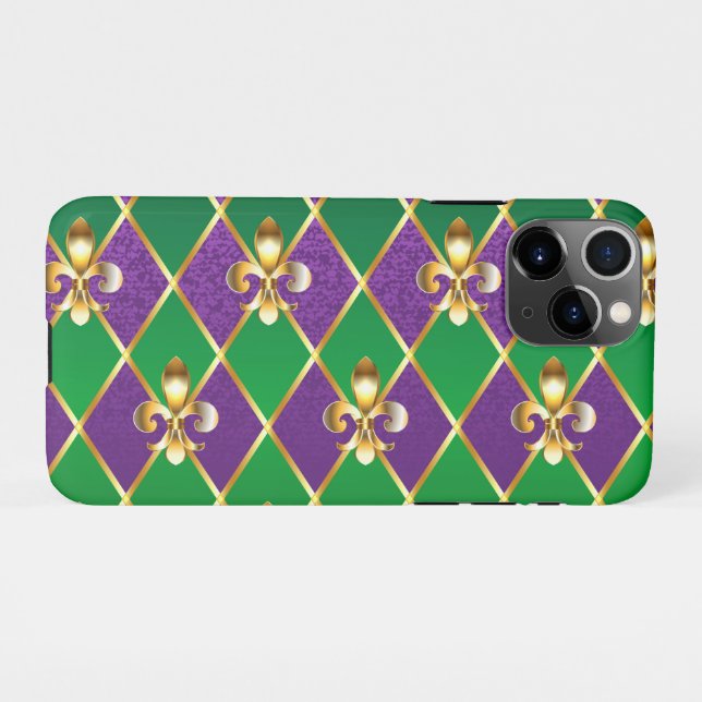 Funda Para iPhone Antecedentes de joyas Mardi Gras (Reverso horizontal)