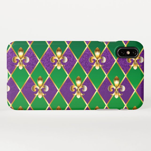 Funda Para iPhone Antecedentes de joyas Mardi Gras (Reverso horizontal)