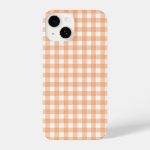 Funda Para iPhone 14 Apricot Naranja Gingham