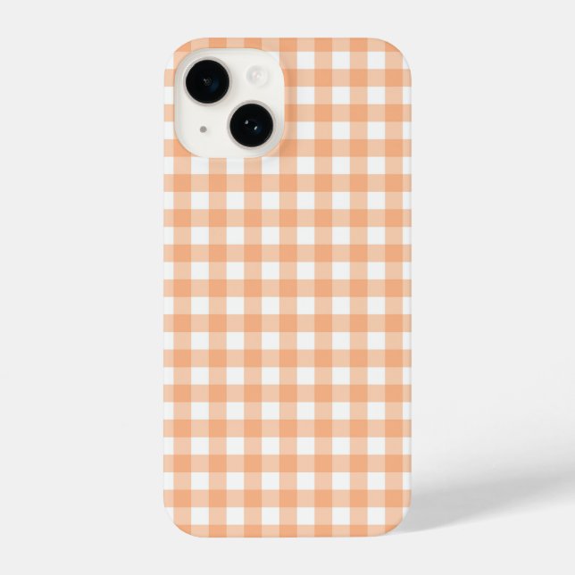 Funda Para iPhone Apricot Naranja Gingham (Reverso )