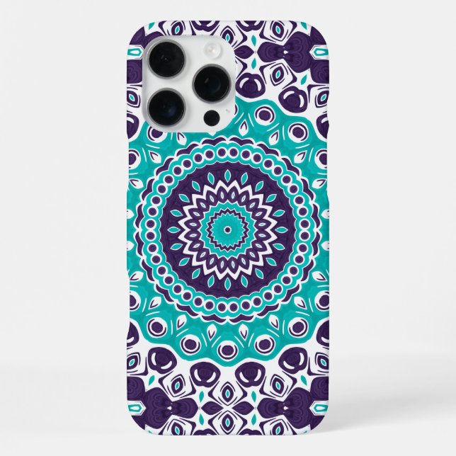 Funda Para iPhone Aqua and Plum Modern Mandala Design (Reverso )