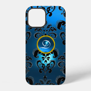 FUNDA PARA iPhone 12 AQUA AZUL DAMSCO PIEDRA PRECIOSA MONOGRAMA