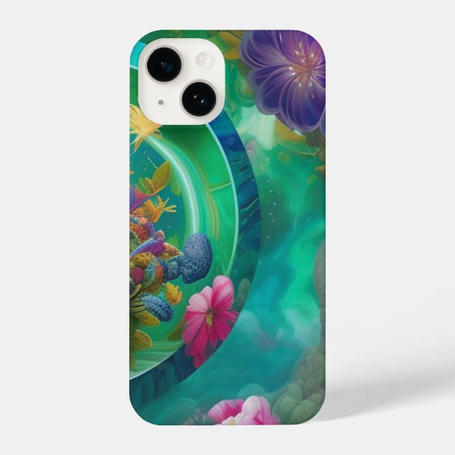 Funda Para iPhone Aqua Floral Resumen subacuático Jardín (Reverso )