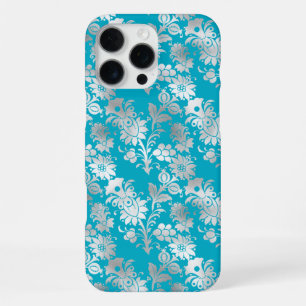 Funda Para iPhone 16 Pro Max Aqua Silver Floral