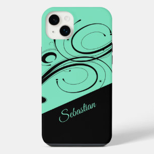 Funda Para iPhone 14 Plus Aqua y negro acento de rollo personal