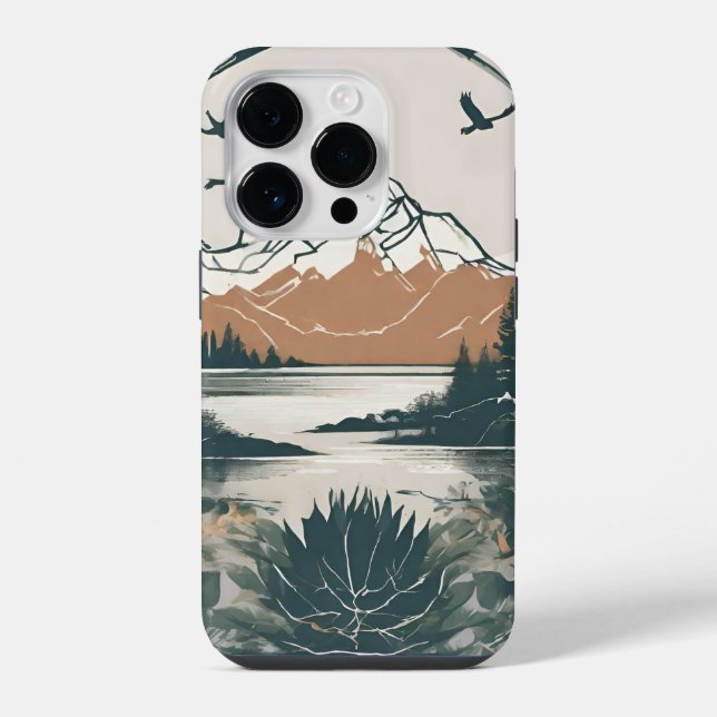 Funda Para iPhone Aquarell Berglandschaft, Naturmotiv Berg und See (Reverso )