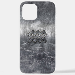 Funda Para iPhone 12 Pro Max Aquarius Zodiac estilo de acero plateado perturbad