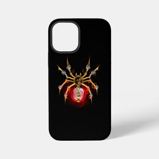 Funda Para iPhone Araña steampunk sobre negro (Reverso )