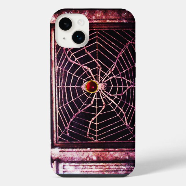 Funda Para iPhone ARAÑA Y RED Rubí Rojo Negro (Reverso)