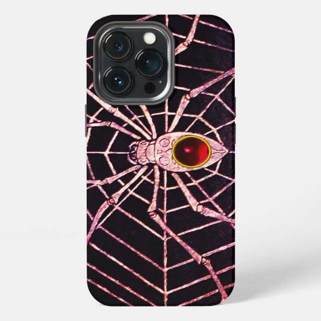 Funda Para iPhone ARAÑA Y RED Rubí Rojo Negro (Reverso )