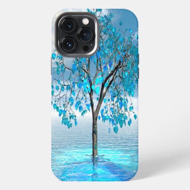 Funda Para iPhone Árbol Azul Cristalino (Reverso )