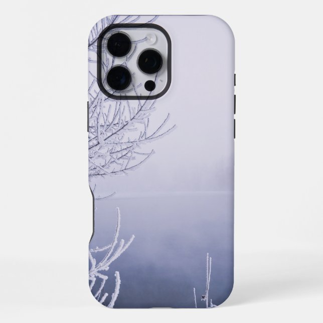 Funda Para iPhone Árbol congelado a orillas del lago (Reverso )