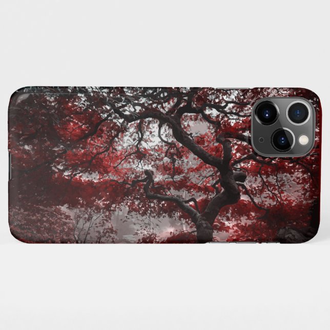 Funda Para iPhone Árbol de cerezo rojo (Reverso horizontal)