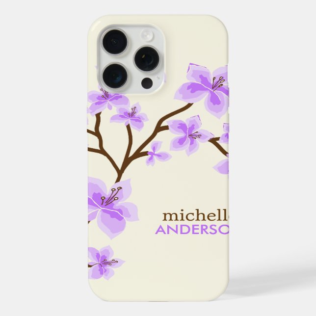 Funda Para iPhone Árbol de flores de cerezo púrpura (Reverso )