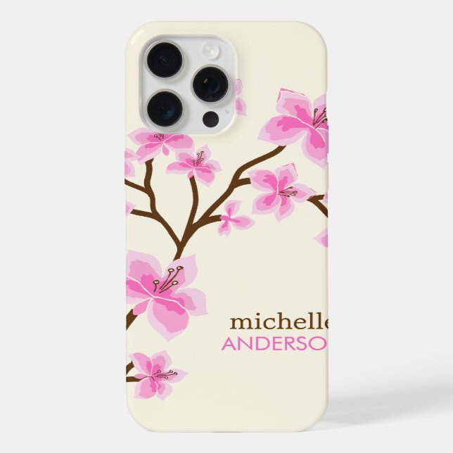 Funda Para iPhone Árbol de flores de cerezo rosa (Reverso )