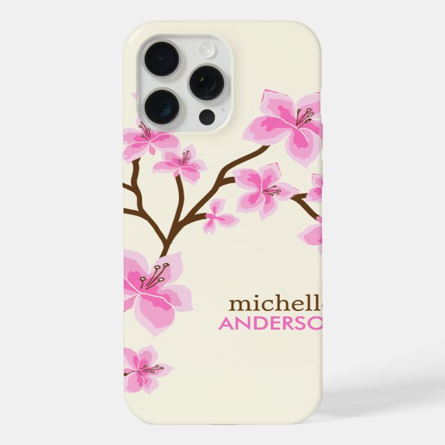 Funda Para iPhone Árbol de flores de cerezo rosadas (Reverso )
