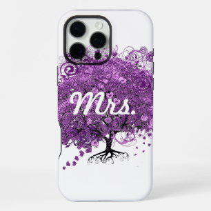 Funda Para iPhone 16 Pro Max Árbol de hoja de corazón púrpura Sra. Novia