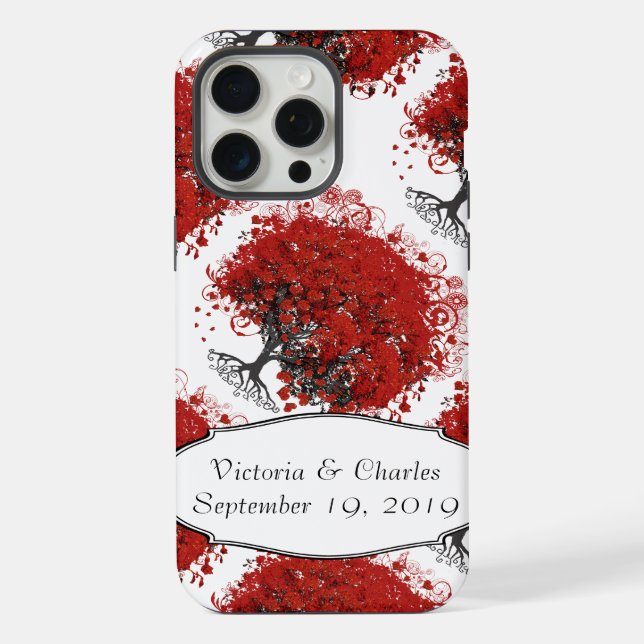 Funda Para iPhone Árbol de hoja de corazón rojo (Reverso )