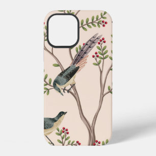 Funda Para iPhone 12 Árbol de jardín vintage, patrón floral de aves sin