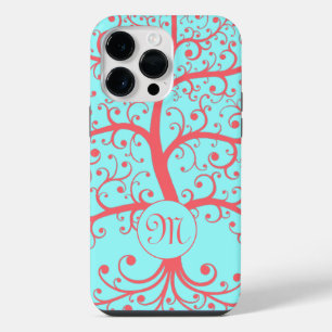 Funda Para iPhone 14 Pro Max Árbol de monograma de la vida retro Minimalista Pa