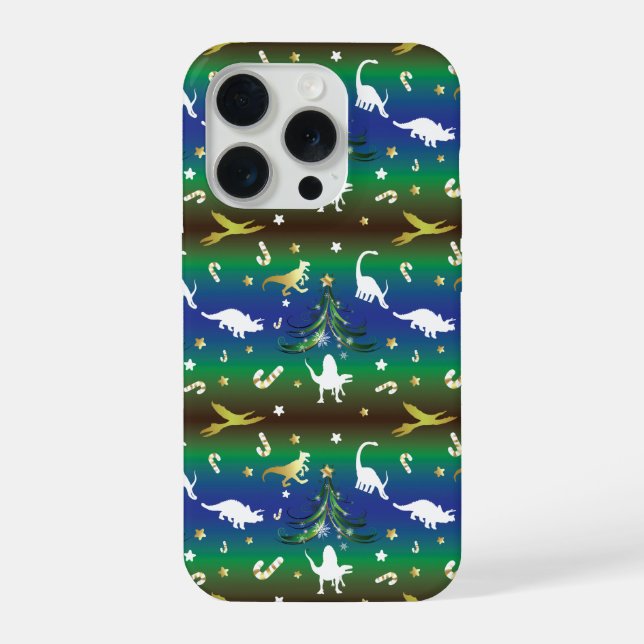 Funda Para iPhone Árbol de Navidad de dinosaurios (Reverso )