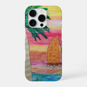 Funda Para iPhone 16 Pro Árbol de palmas y velero