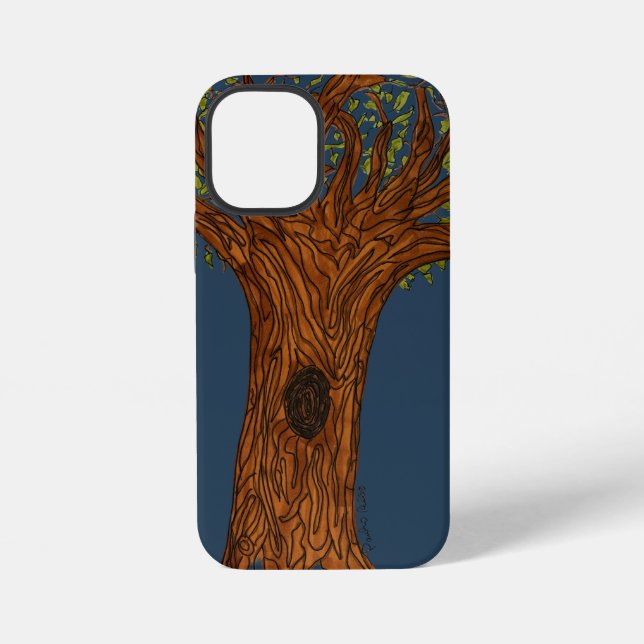 Funda Para iPhone Árbol retorcido con fondo azul (Reverso )