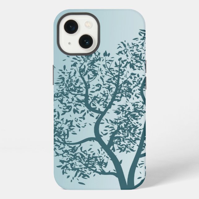 Funda Para iPhone Árbol verde azulado (Reverso )