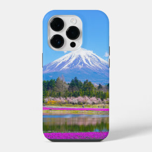 Funda Para iPhone 14 Pro Árboles y flores del Monte Fuji