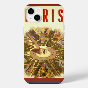 Funda Para iPhone 14 Plus Arco de Triunfo vintage, París, Francia Arte de vi