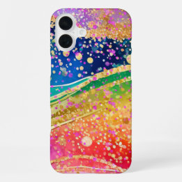 Funda Para iPhone 16 Plus Arco Iris y Confetti