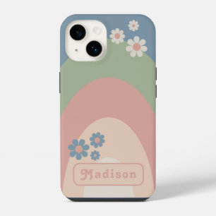 Funda Para iPhone 14 Arco retro vintage pastel de los 70 con nombre