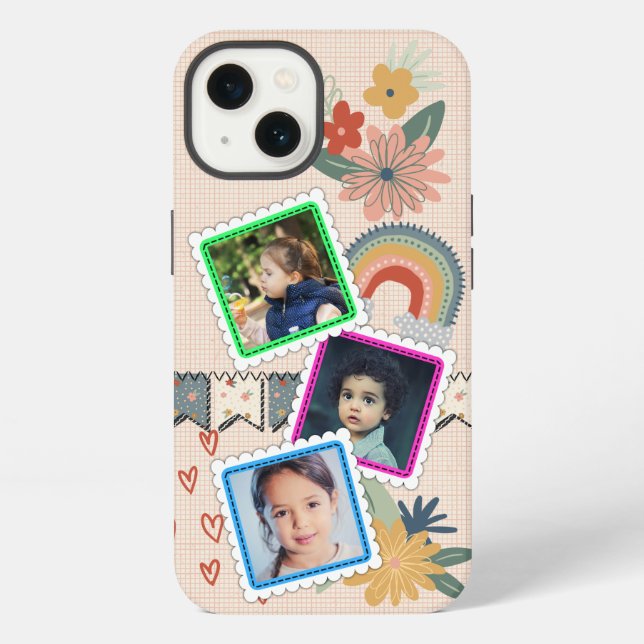 Funda Para iPhone Arcoíris alegre, flores, corazones y banderas pers (Reverso )