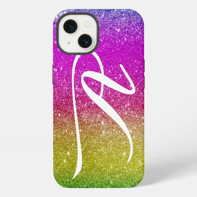 Funda para iPhone arcoíris con purpurina rosa - Mo (Reverso )