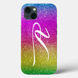 Funda para iPhone arcoíris con purpurina rosa - Mo