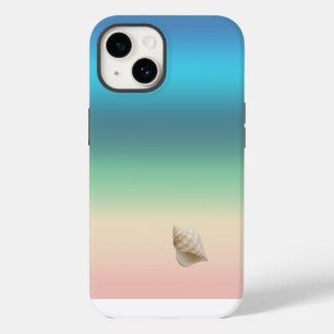 Funda Para iPhone 14 Arcoiris costero con concha marina en franjas degr