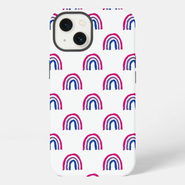 Funda Para iPhone Arcoíris de crayón pintado con orgullo Bi Bisexual (Reverso )