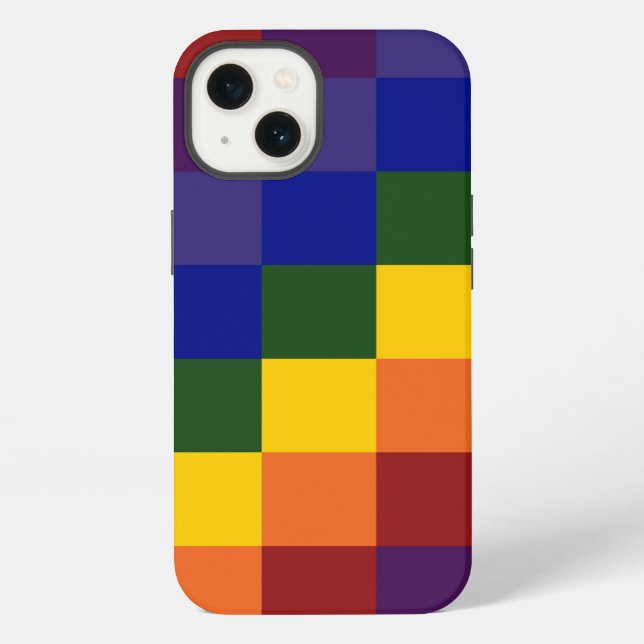 Funda Para iPhone Arcoíris de Cuadros (Reverso )