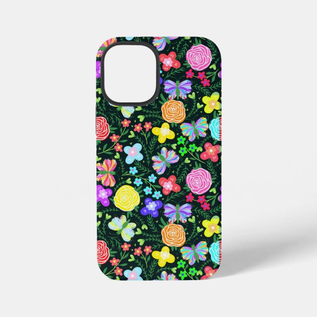 Funda Para iPhone Arcoiris de flor de mariposa (Reverso )