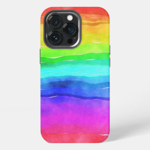 Funda Para iPhone 13 Pro Arcoíris de rayas pintadas con acuarela abstracta