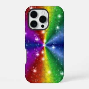 Funda Para iPhone 16 Pro Arcoíris en Cuero de Elefante Optik , Gotitas de L